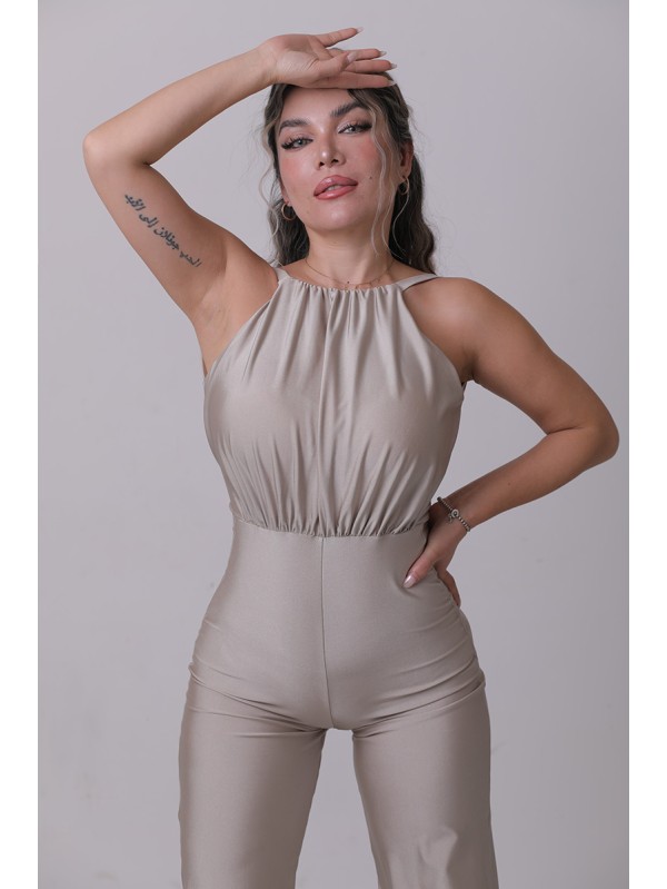 Vintage pleats wide leg jumpsuit 