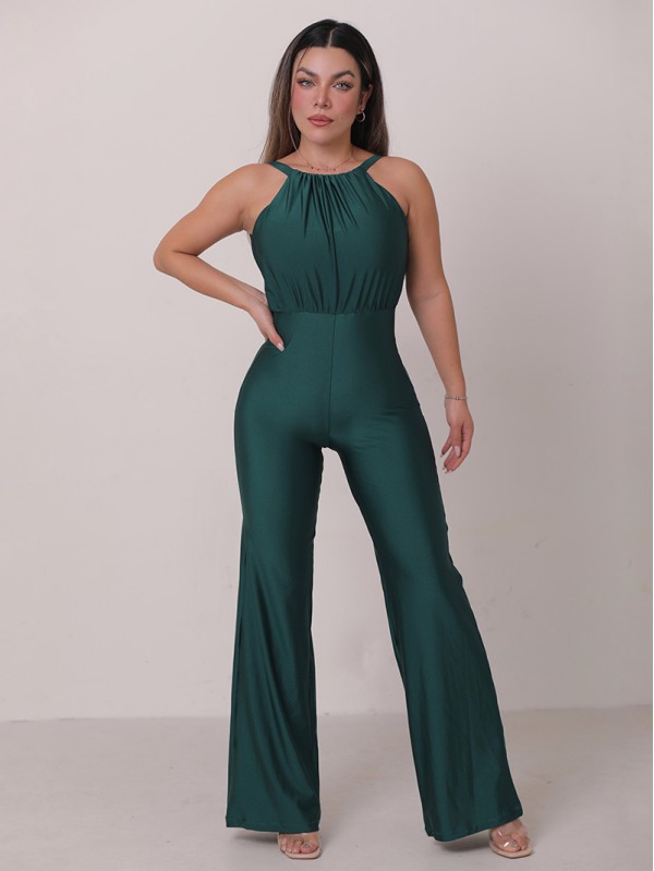 Vintage pleats wide leg jumpsuit 