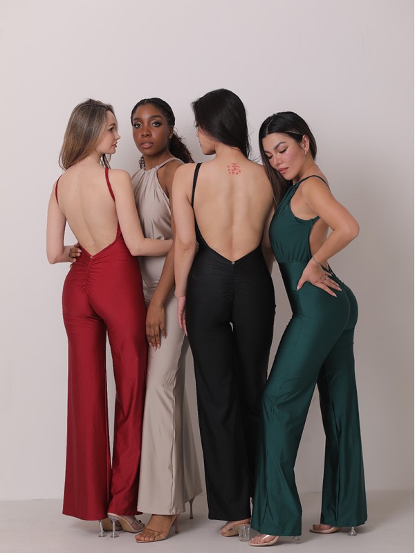Vintage pleats wide leg jumpsuit 