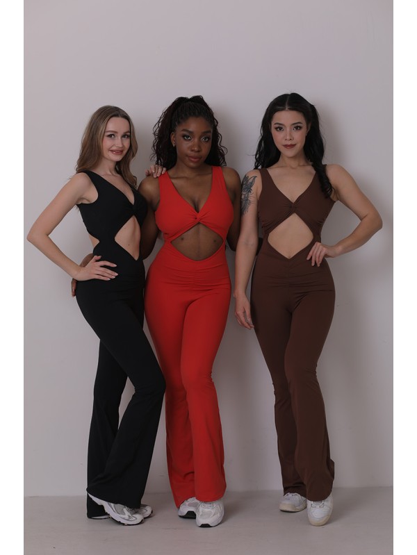 Twist sporty flare jumpsuit 