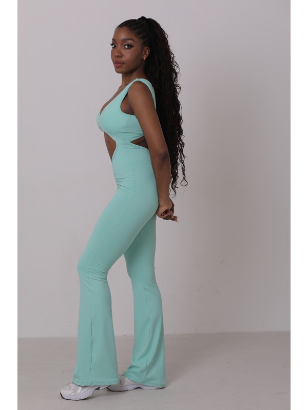 Twist sporty flare jumpsuit 