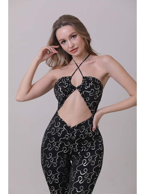 Cross tube flare jumpsuit 