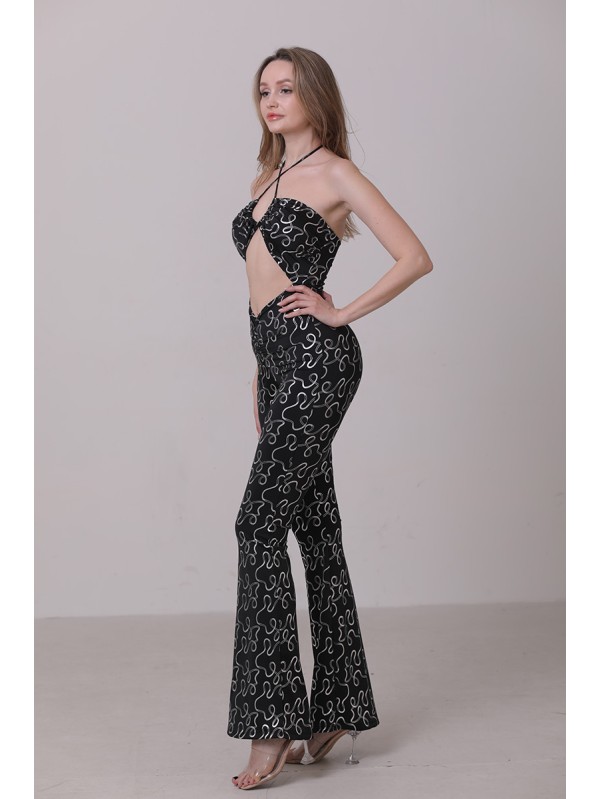 Cross tube flare jumpsuit 