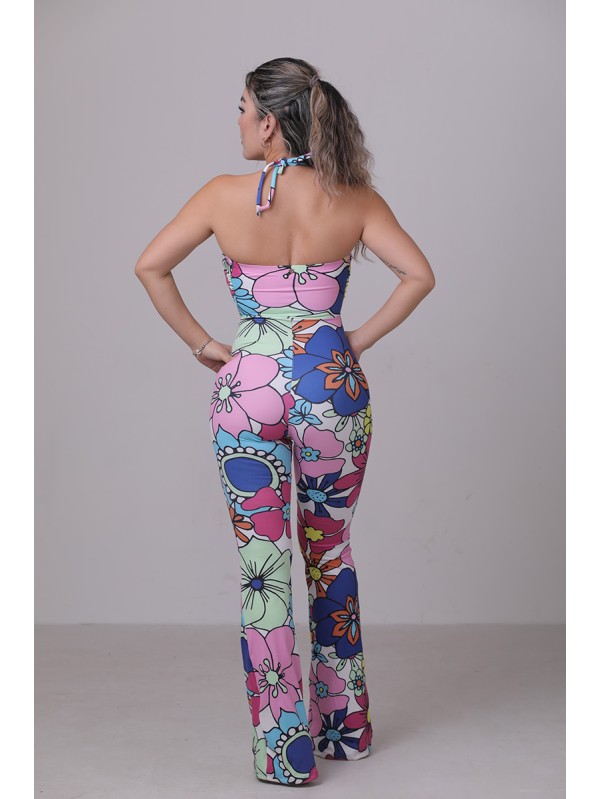 Cross tube flare jumpsuit 