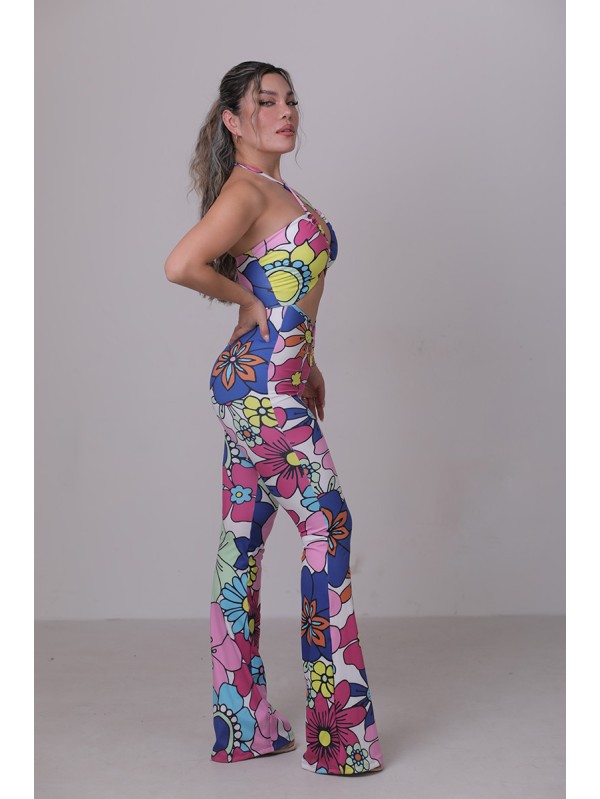 Cross tube flare jumpsuit 
