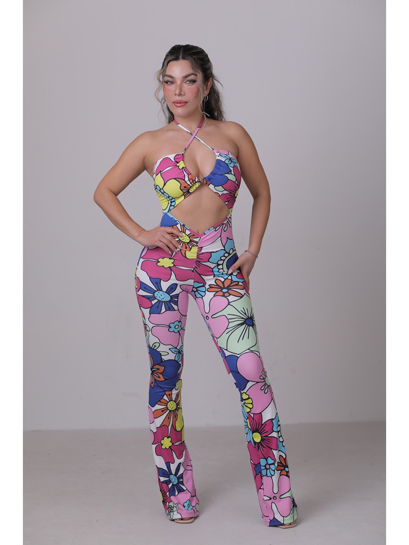 Cross tube flare jumpsuit  