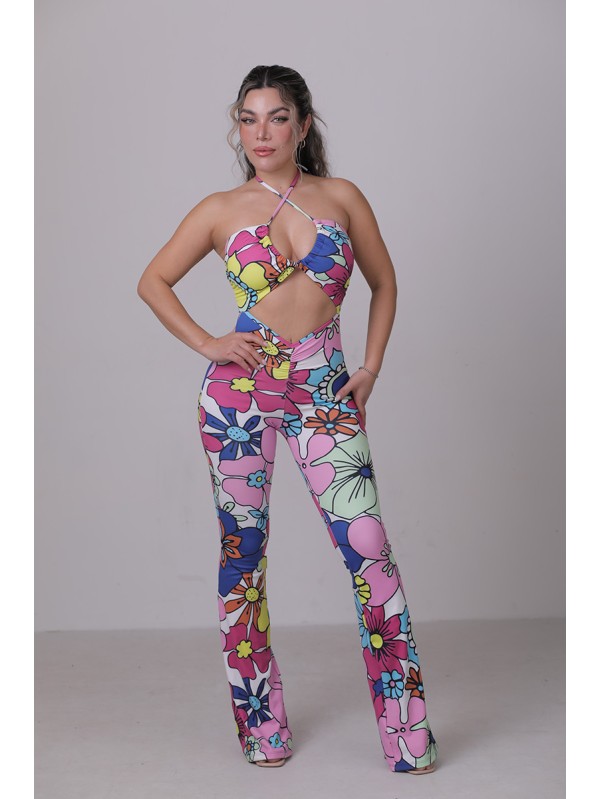 Cross tube flare jumpsuit  
