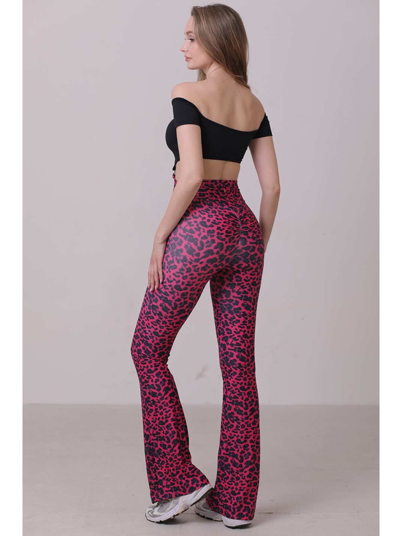 Off shoulder suspender flare jumpsuit  