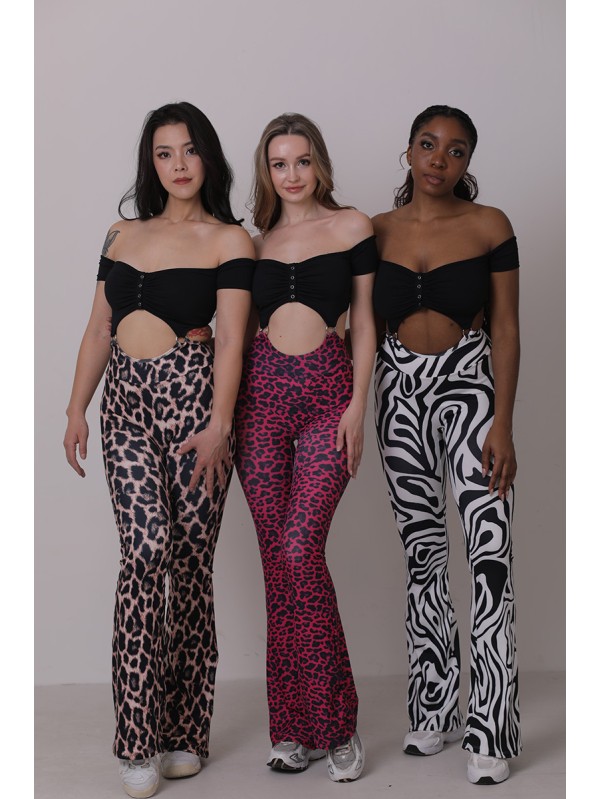Off shoulder suspender flare jumpsuit 