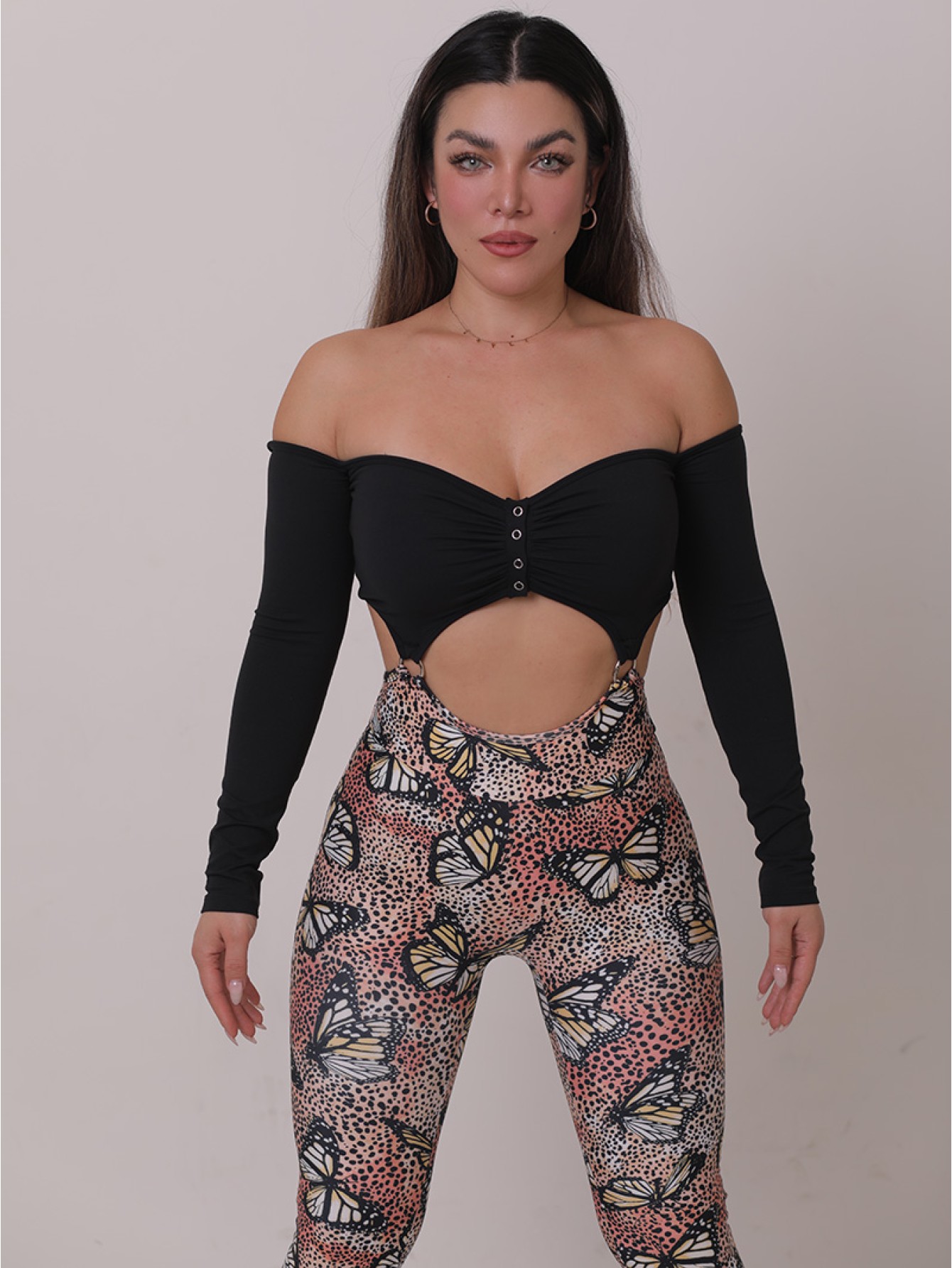 Lafitwear original one - shoulder long - sleeve snap - button bodysuit with built - in bra pads, loops, and fitness - dance - inspired patchwork design 