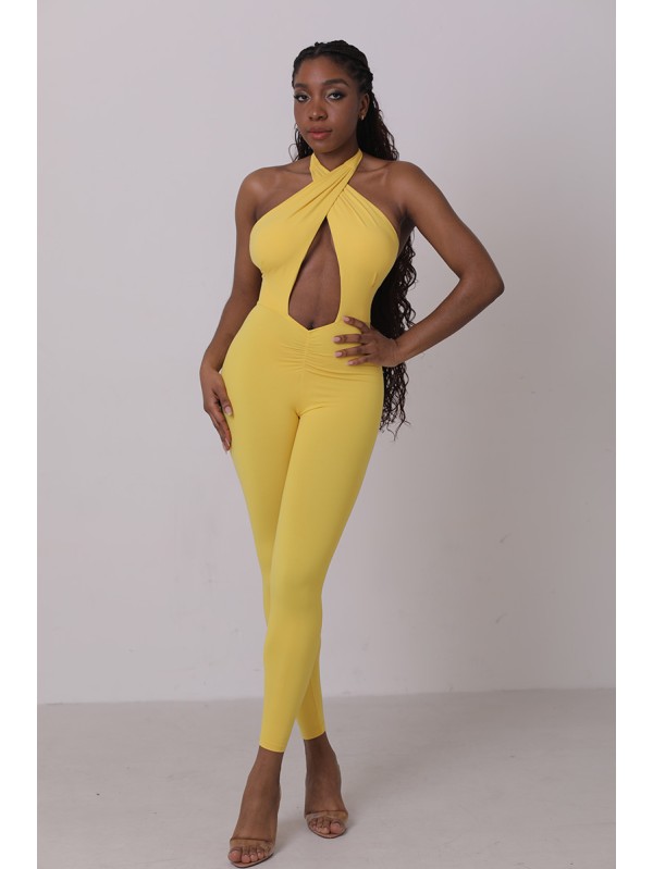 Lafitwear original European and American style women's crossover strappy bust one-piece jumpsuit with a stylish backless and sexy design