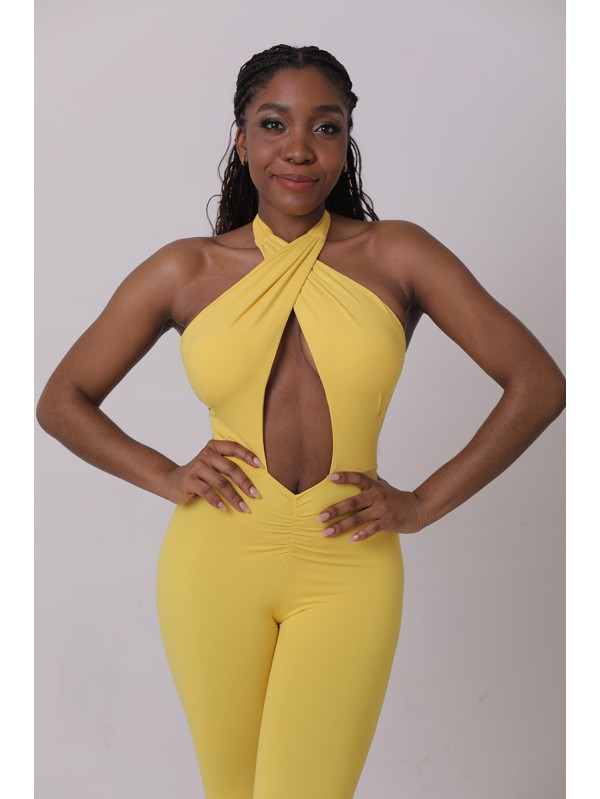 Lafitwear original European and American style women's crossover strappy bust one-piece jumpsuit with a stylish backless and sexy design